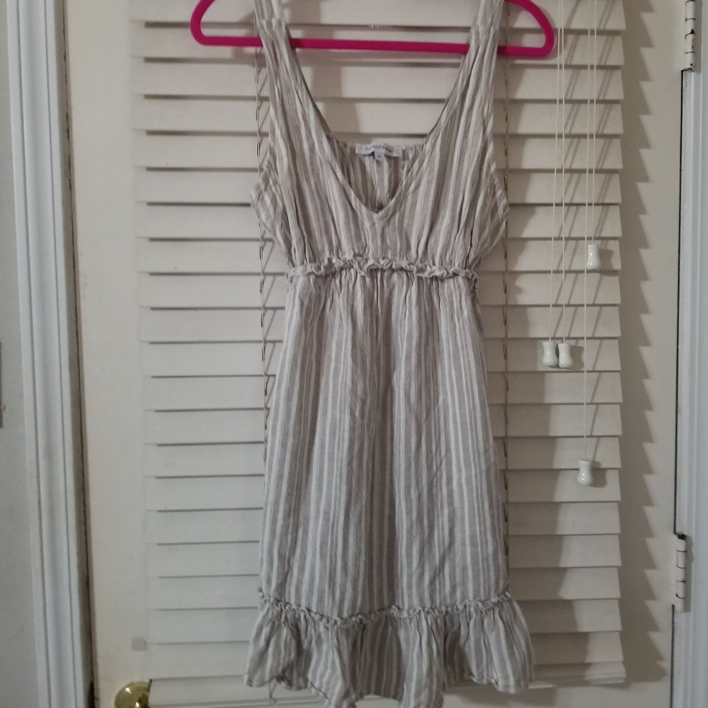 The Vanity Room XL beige and cream V-neck tank top and ruffle bottom bottom dres